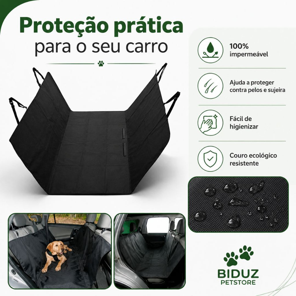 Capa Protetora Impermeável para Banco de Carro Pet em Couro Ecológico – Cães e Gatos