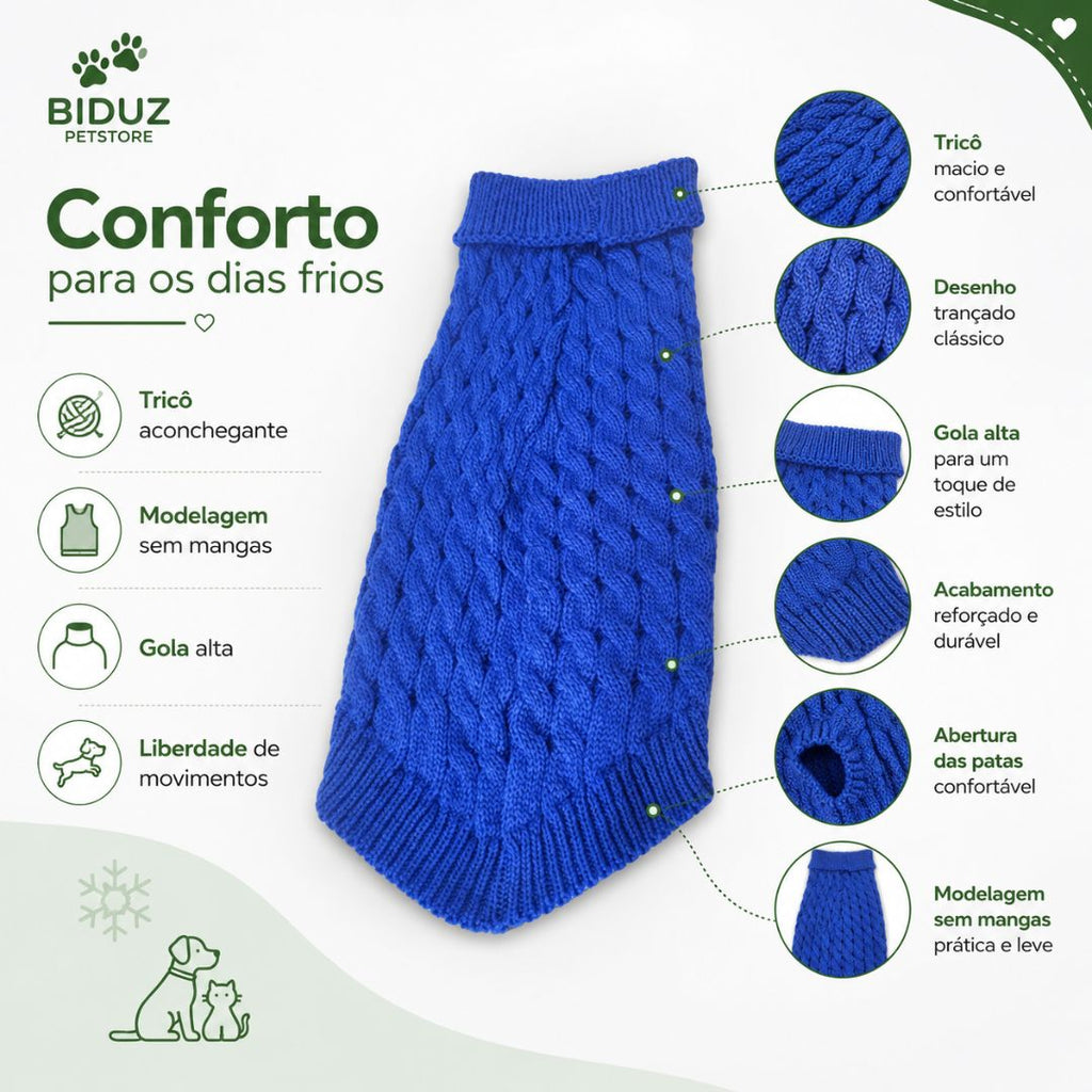 Suéter de Tricô para Cães e Gatos – Roupa de Inverno Confortável