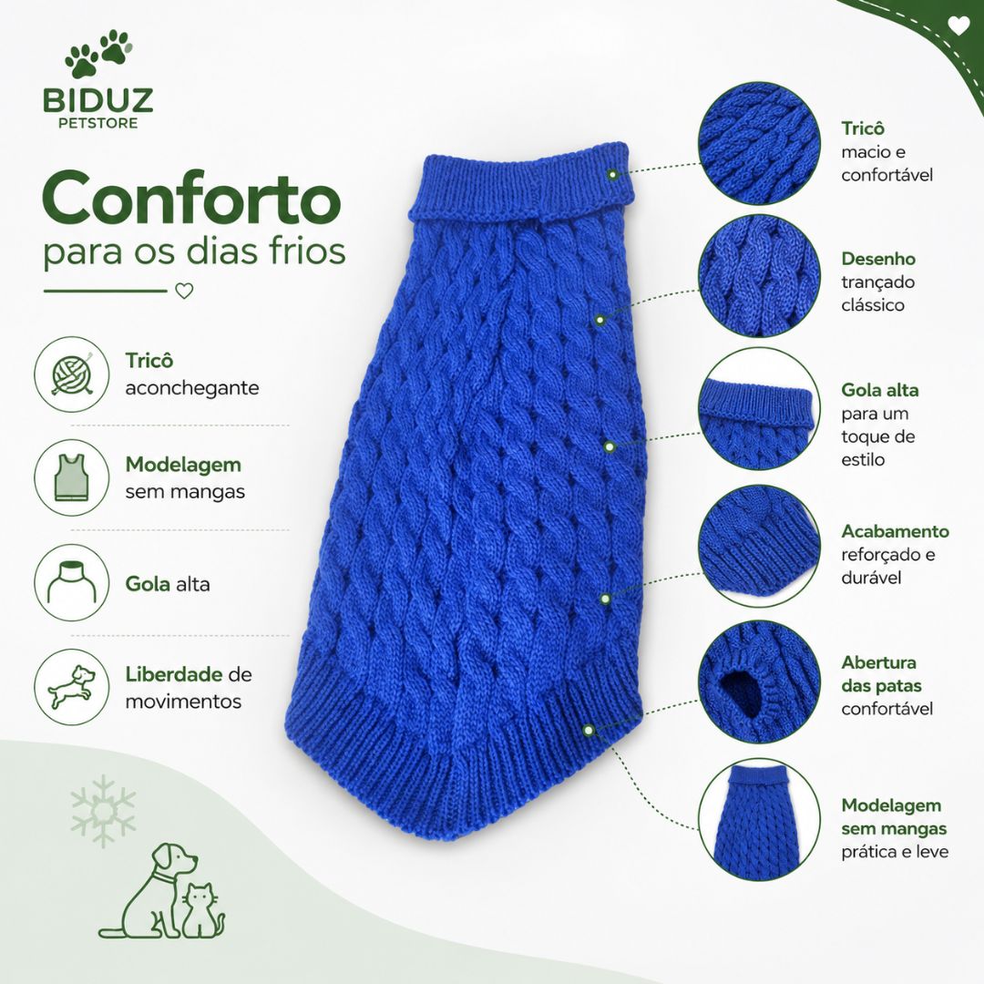 Suéter de Tricô para Cães e Gatos – Roupa de Inverno Confortável