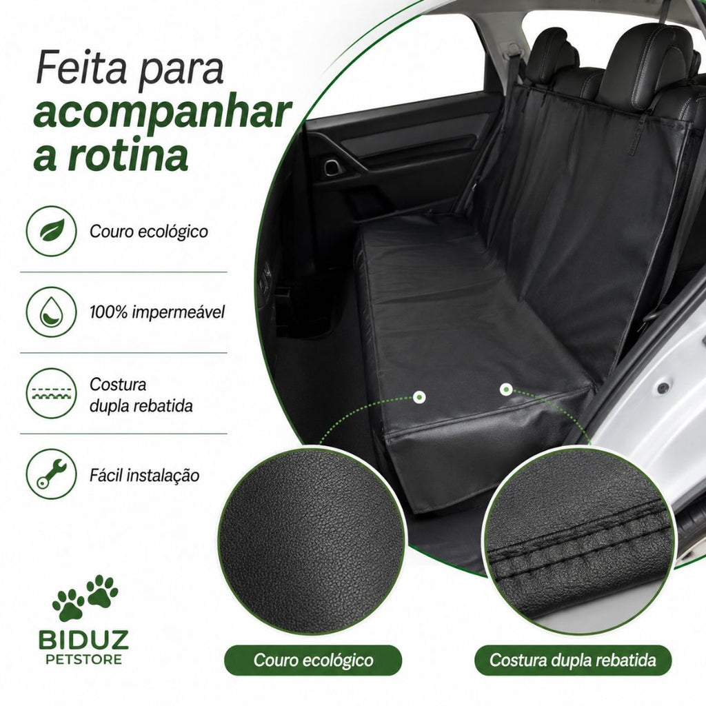 Capa Protetora Impermeável para Banco de Carro Pet em Couro Ecológico – Cães e Gatos