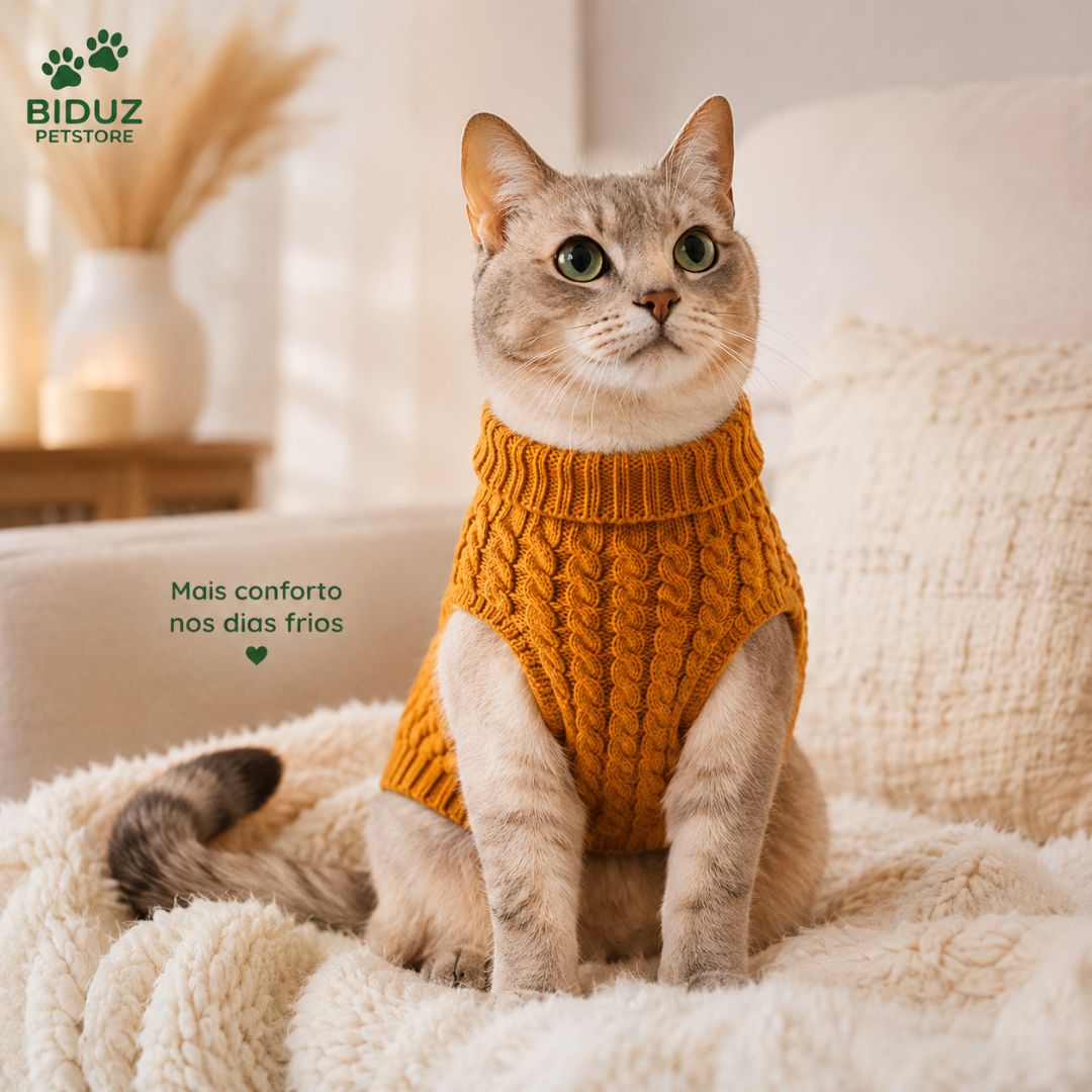 Suéter de Tricô para Cães e Gatos – Roupa de Inverno Confortável