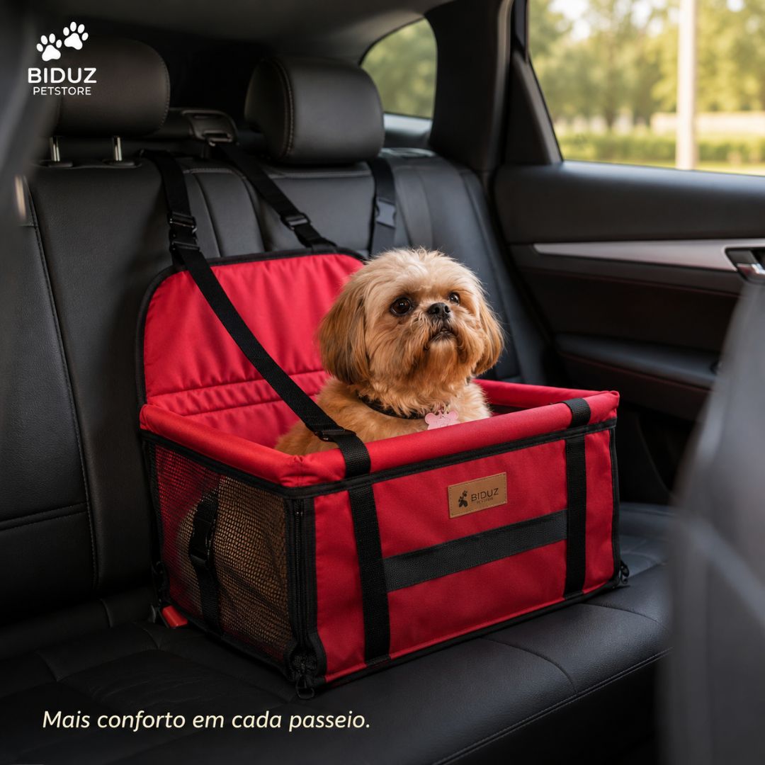 Cadeirinha Pet para Carro com Fixação – Assento de Transporte para Cães e Gatos