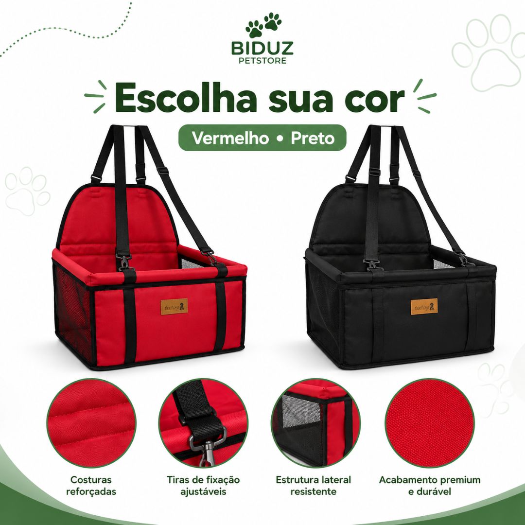 Cadeirinha Pet para Carro com Fixação – Assento de Transporte para Cães e Gatos