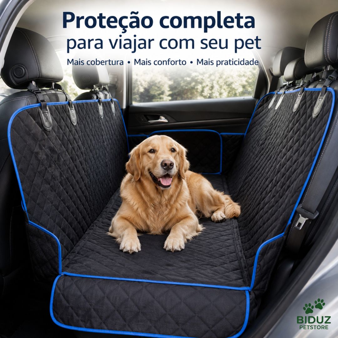 Capa Protetora Premium 4 em 1 para Banco de Carro Pet Impermeável Acolchoada e Antiderrapante – Cães e Gatos