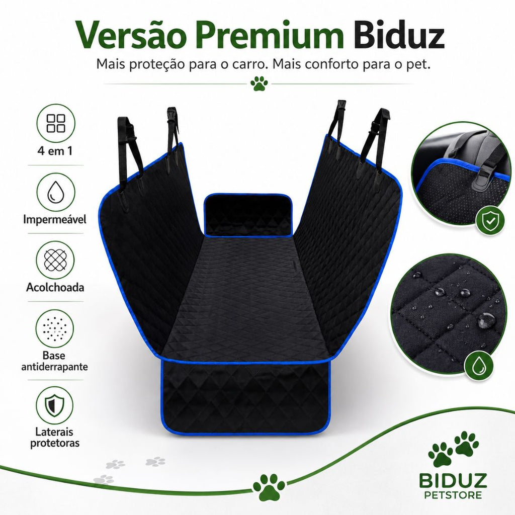 Capa Protetora Premium 4 em 1 para Banco de Carro Pet Impermeável Acolchoada e Antiderrapante – Cães e Gatos