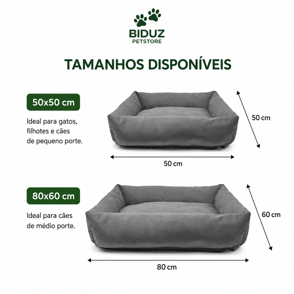 Cama Pet com Fundo Impermeável | Caminha Aconchegante para Cães e Gatos | 50x50 e 80x60
