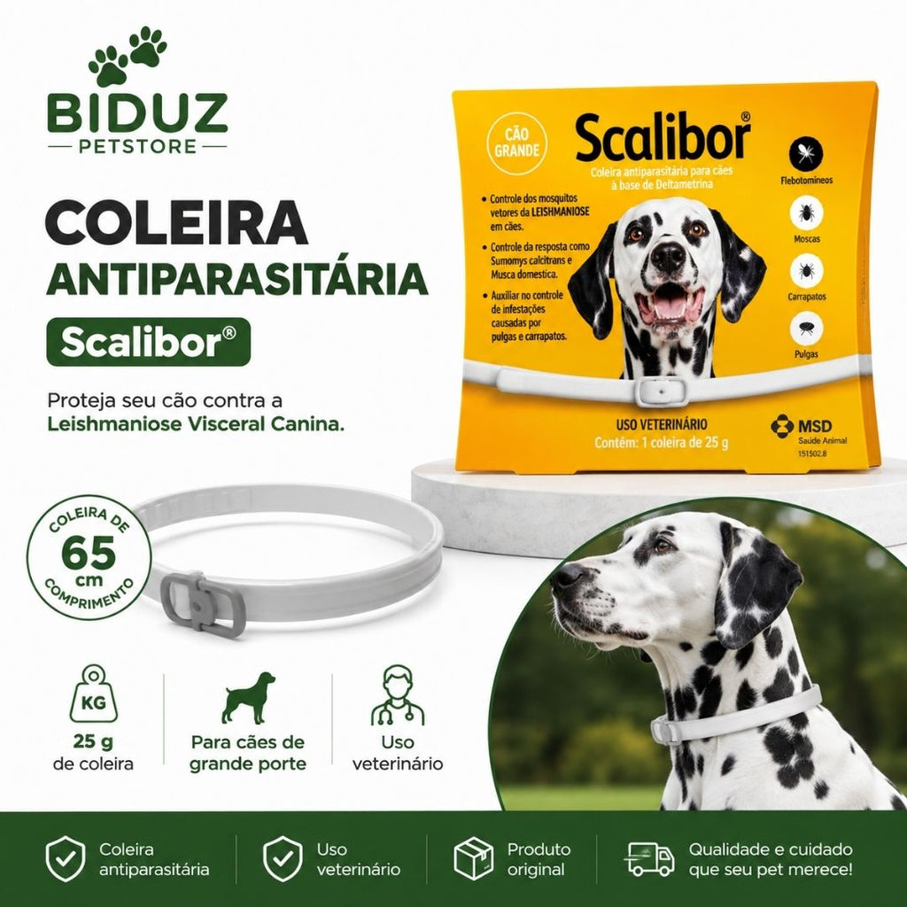 Coleira Antiparasitária Scalibor 65cm para Cães de Grande Porte 25g