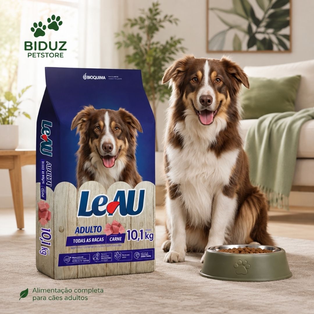 Ração Leau Adulto Sabor Carne 10,1 kg para Cães – 18% de Proteína