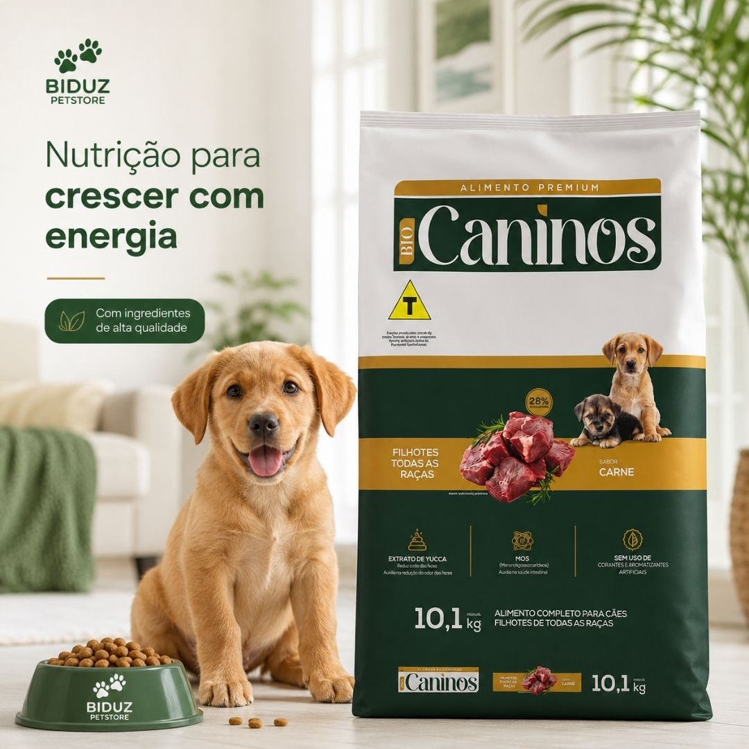 Ração Canino's Premium Filhotes Sabor Carne 10,1 kg – 28% de Proteína