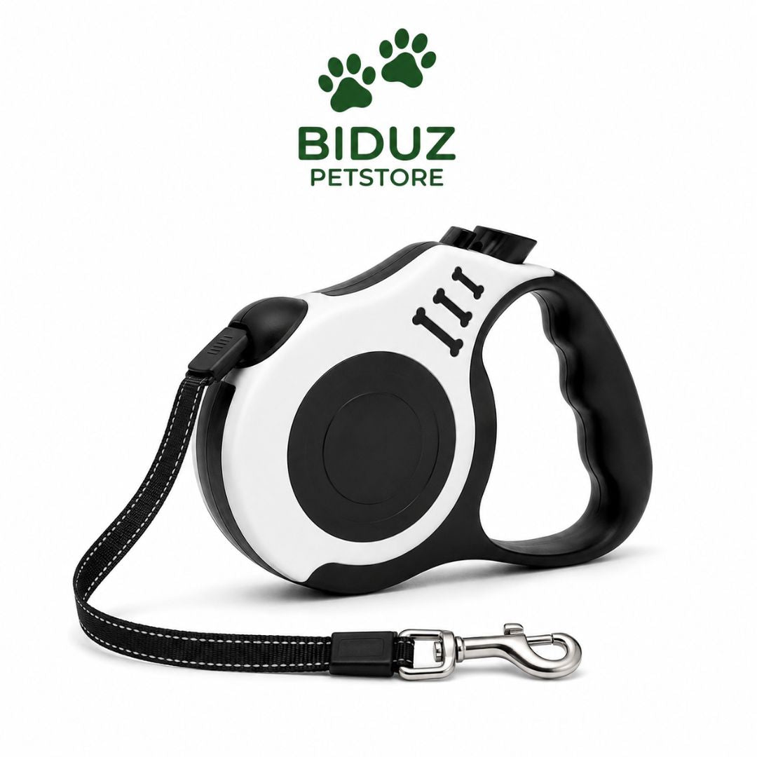 Guia Retrátil para Cães de até 10 kg com Trava de Segurança e Alça Ergonômica