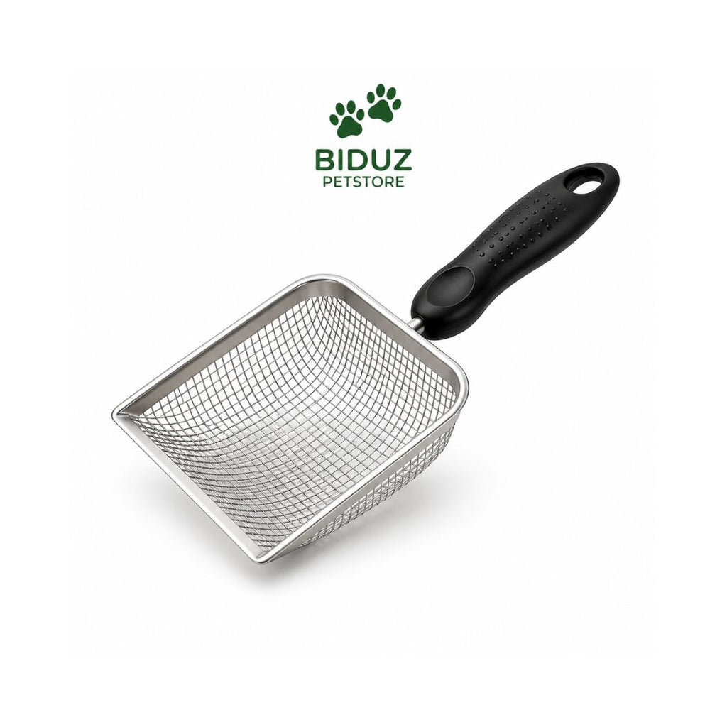 Pá Higiênica para Caixa de Areia de Gatos com Malha Fina e Cabo Ergonômico | Pá Metálica Resistente para Limpeza Rápida