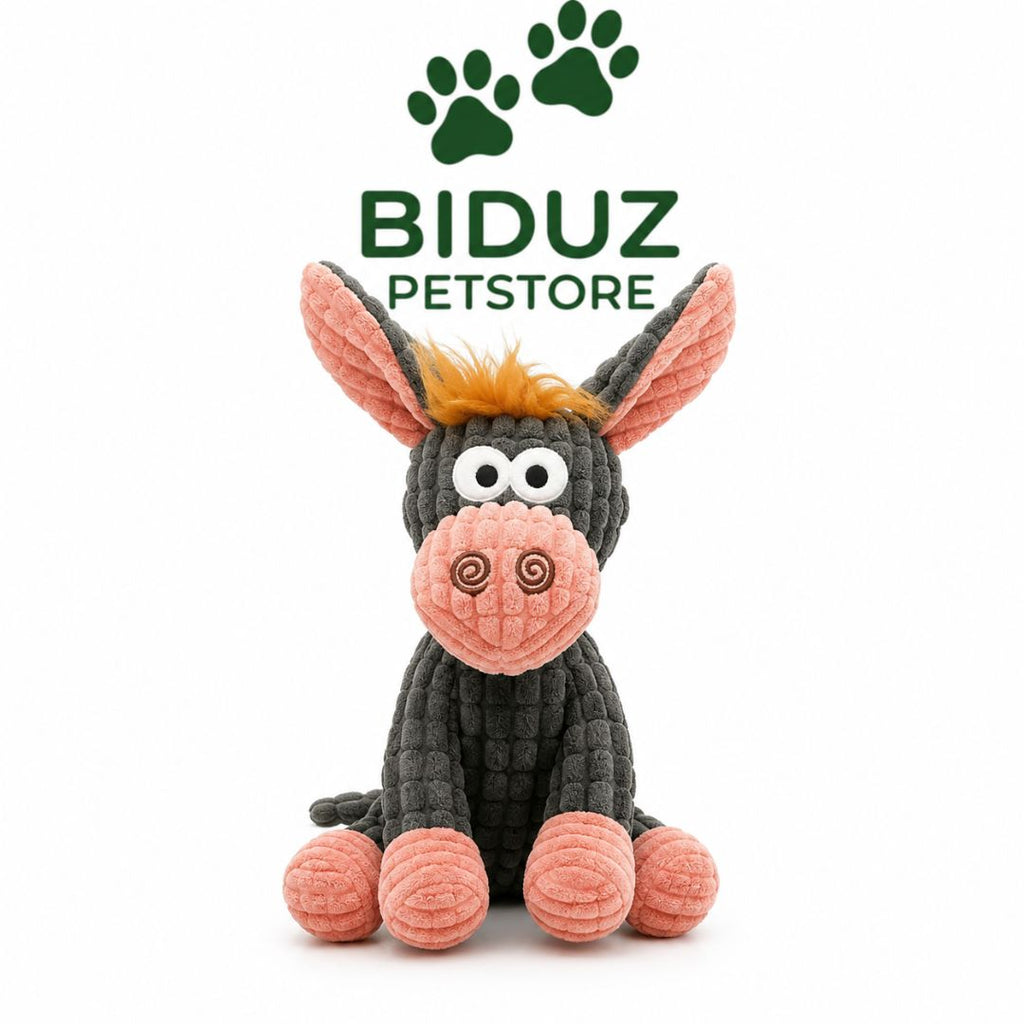 Brinquedo Burrinho de Pelúcia para Cães com Apito Interno e Corda | 22 × 10 cm