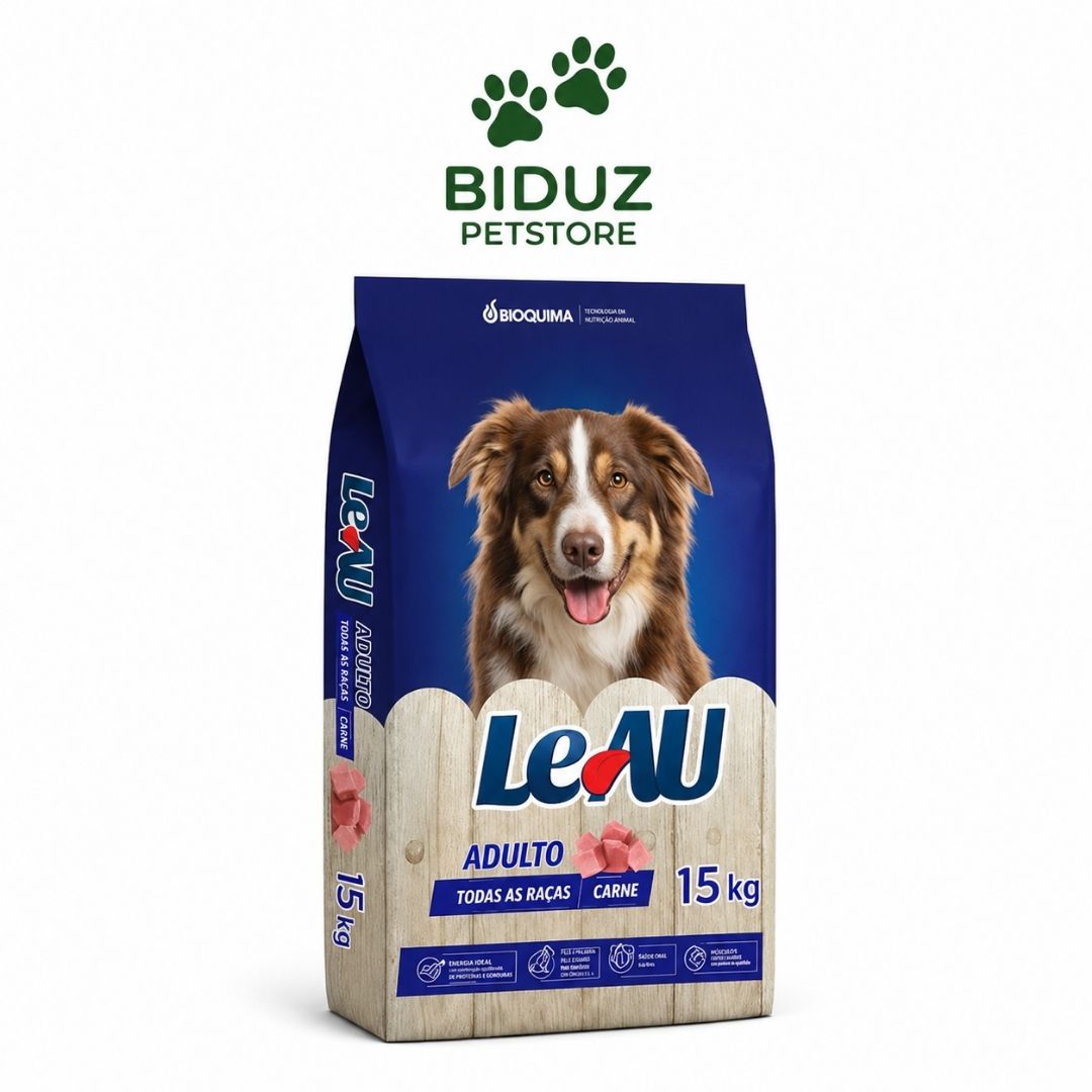 Ração Leau Adulto Sabor Carne 15 kg para Cães – 18% de Proteína