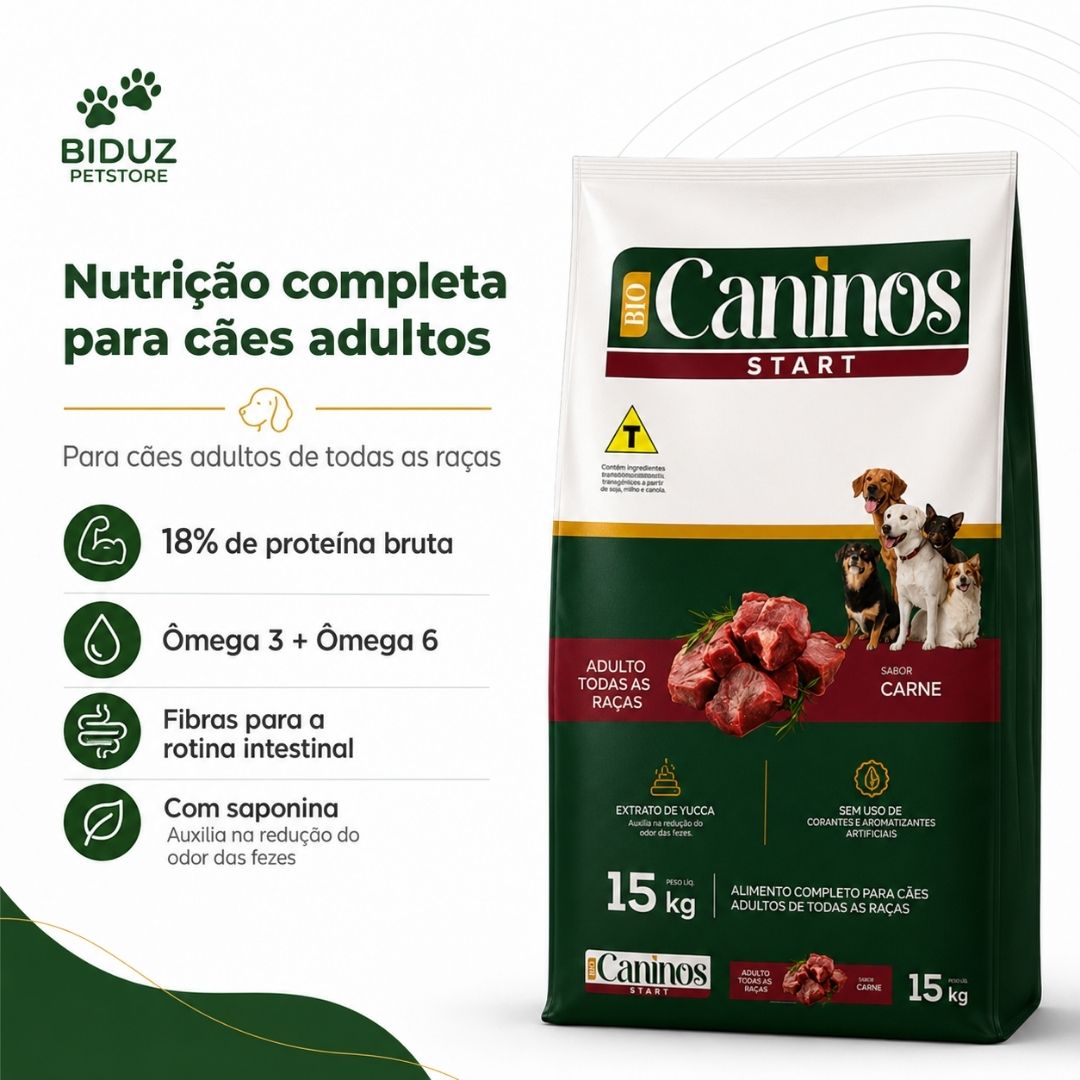 Ração Canino's Start Adulto Sabor Carne 15 kg – 18% de Proteína